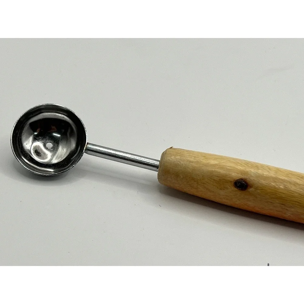 Vintage Double Ended Melon Baller‎ Fruit Vegetable Scoop Tool with Wood Handle